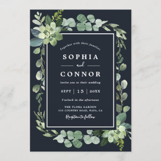 Invitación Boda exitoso de la Marina Azul de Medianoche