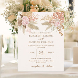 Invitación Boda Exótica Moderna Boho Tropical