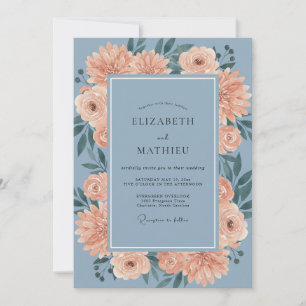 Invitación Boda Exquisita de Dalia Azul Polvoriento