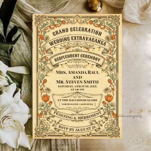 Invitación Boda Extravagante de Feria Campestre Rústica Vinta