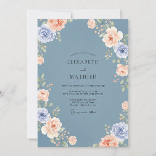 Invitación Boda exuberante de acero azul en primavera