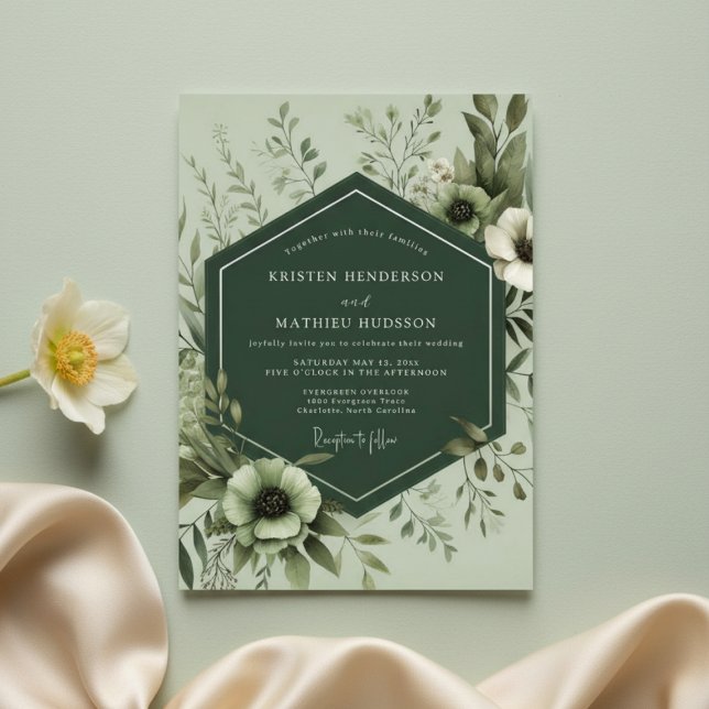 Invitación Boda exuberante de botánica salvia (Subido por el creador)