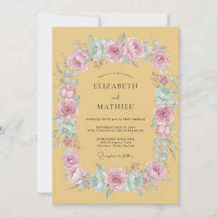 Invitación Boda exuberante de color amarillo mostaza en prima