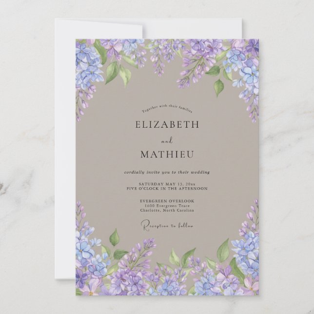 Invitación Boda exuberante de flor de vincapervinca (Anverso)