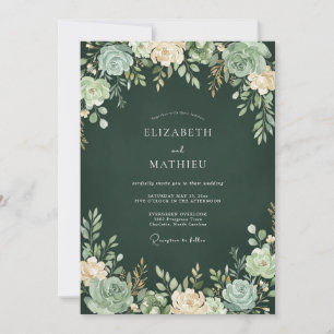 Invitación Boda exuberante de rico verde bosque