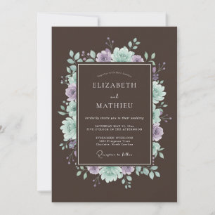Invitación Boda Exuberante de Suculentas Café Espresso