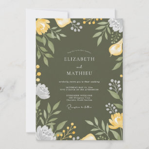 Invitación Boda exuberante en un huerto de olivo verde