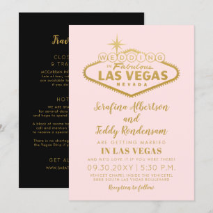 Invitación Boda fabulosa de destino de Las Vegas rosa