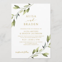 Boda Fairytale Greenery Gold Watercolor Vines