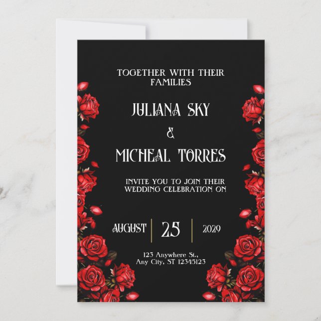 Invitación Boda Fairytale Red Roses (Anverso)