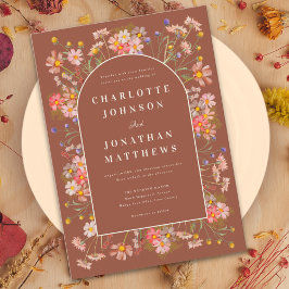 Invitación Boda Fall Terracotta del Arco Elegante de Flor Sil