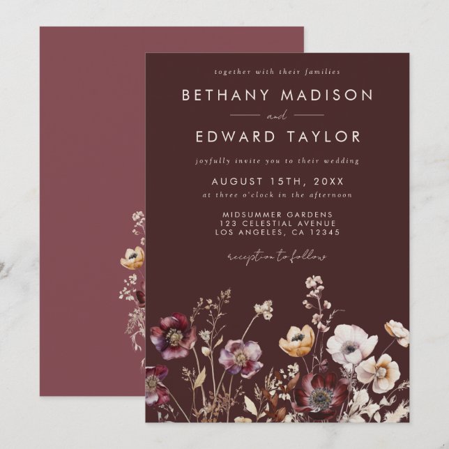 Invitación Boda Fall Wildflower (Anverso / Reverso)