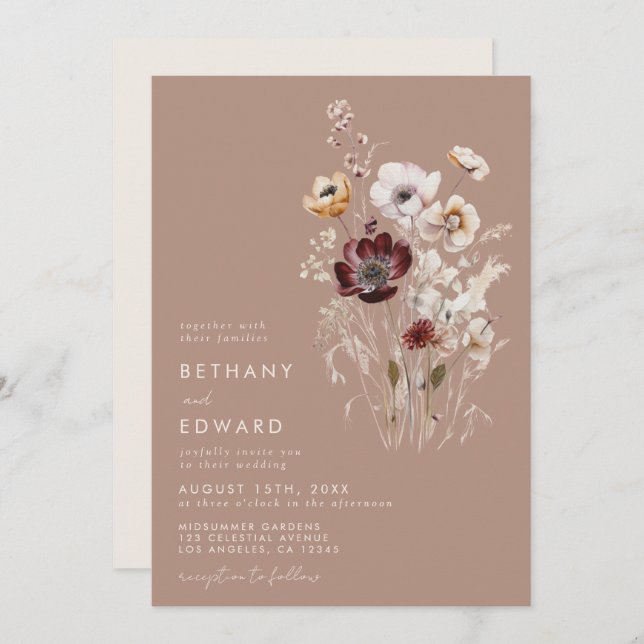 Invitación Boda Fall Wildflower (Anverso / Reverso)