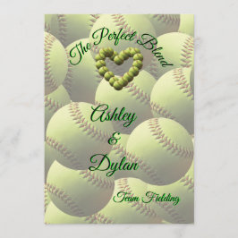 Invitación Boda familiar con mezcla de corazón de Softball