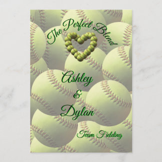 Invitación Boda familiar con mezcla de corazón de Softball