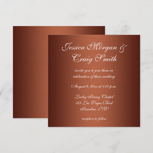 Invitación Boda Faux Cobre Ombre (Anverso / Reverso)