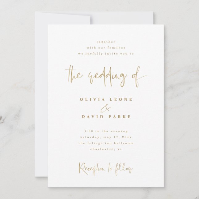 Invitación Boda Faux Gold moderno (Anverso)
