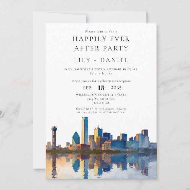 Invitación Boda Felices para Siempre en Dallas (Anverso)