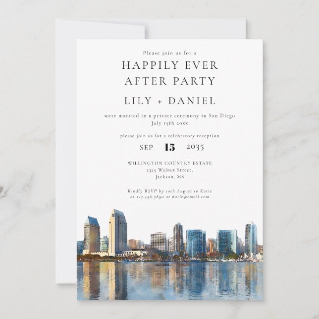 Invitación Boda Felices para Siempre en San Diego (Anverso)