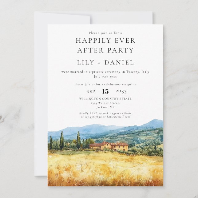 Invitación Boda Felices para Siempre en Toscana Italia (Anverso)