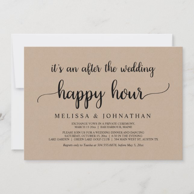 Invitación Boda Felices Para Siempre Huida Hora Feliz (Anverso)