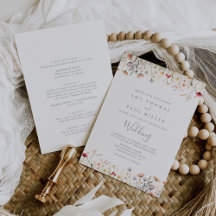 Boda Feliz Boho Flor Silvestre Frente y Dorso