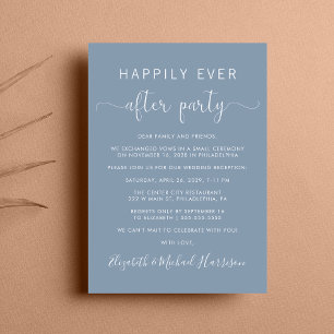 Invitación Boda Feliz Después De La Recepción Azul Polvorient