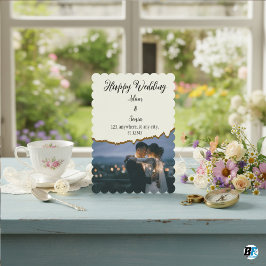 Invitación Boda Feliz Minimalista con Recorte de Papel y Foto
