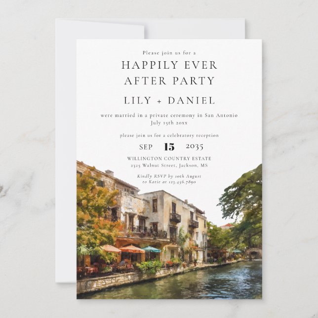 Invitación Boda feliz para siempre en San Antonio (Anverso)
