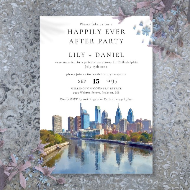 Invitación Boda Feliz Para Siempre Filadelfia (Happily Ever After Philadelphia Wedding Invitation)