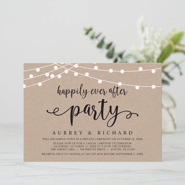 Invitación Boda Feliz para Siempre Huida de Novios Fiesta Cas (Anverso de pie)
