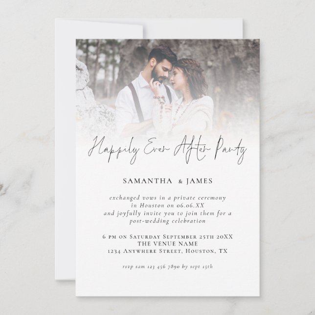 Invitación Boda Feliz para Siempre Moderna 4 Fotos (Anverso)