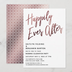 Invitación Boda Feliz por Siempre Recepción Rose Gold
