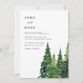 Invitación Boda festivo de árbol de navidad acuarela
