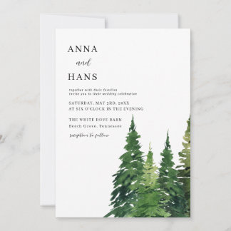 Invitación Boda festivo de árbol de navidad acuarela