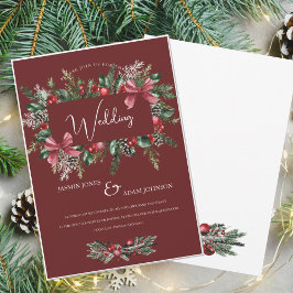 Invitación Boda festivo de Navidades de invierno verdes de Bo