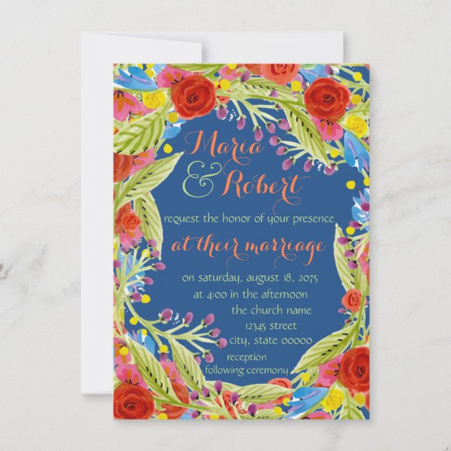Invitación Boda Fiesta Azul (Anverso)