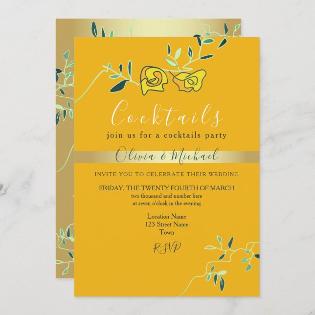 Invitación Boda Fiesta de cócteles (Anverso / Reverso)