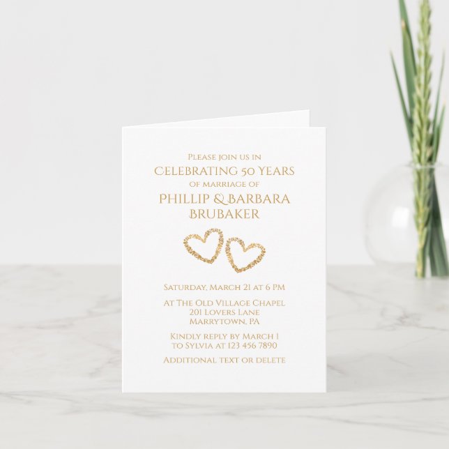 Invitación Boda Fiesta de Oro 50 aniversario Personalizado de (Anverso)