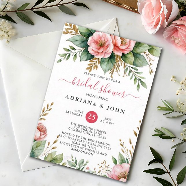 Invitación Boda Fiesta de playa de ducha tropical con flores (Subido por el creador)