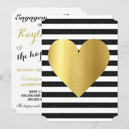 Invitación Boda Fiesta de Verano Negro y Dorado en el Jardín