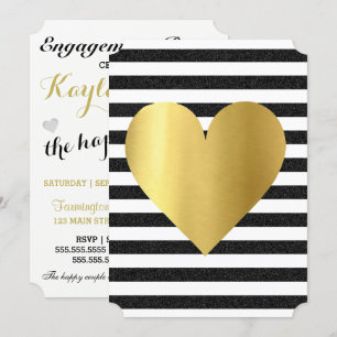 Invitación Boda Fiesta de Verano Negro y Dorado en el Jardín