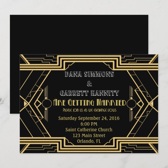 Invitación Boda Fiesta dorado Suite Fiesta de Ceremonia (Anverso / Reverso)