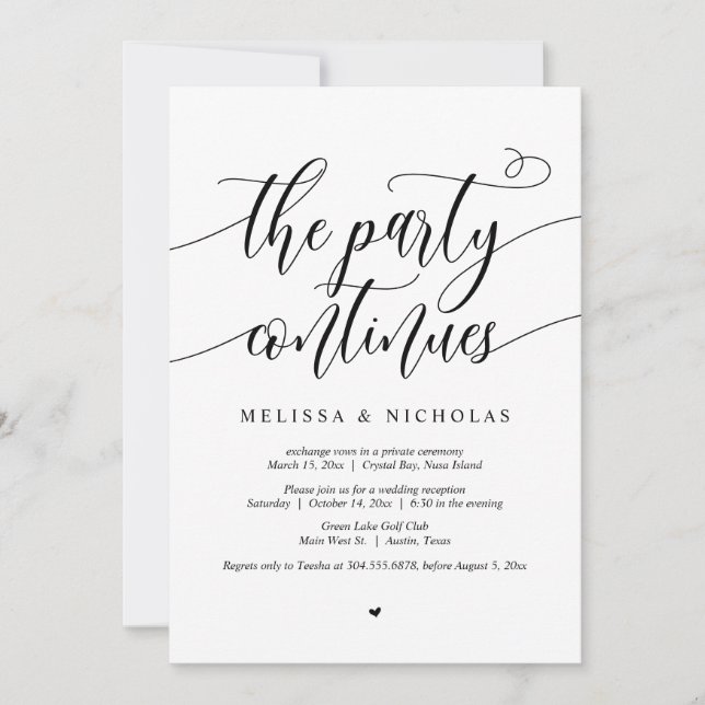 Invitación Boda Fiesta Elopement, El Fiesta Continúa (Anverso)