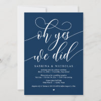 Boda Fiesta Elopement, Oh Sí, Lo Hicimos, Azul Mar