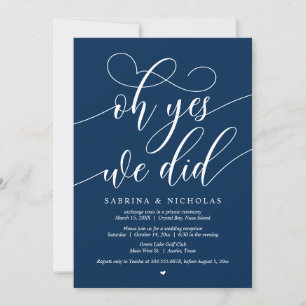 Invitación Boda Fiesta Elopement, Oh Sí, Lo Hicimos, Azul Mar