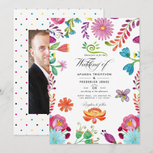 Invitación Boda Fiesta Mexicana Floral Acuarela Foto
