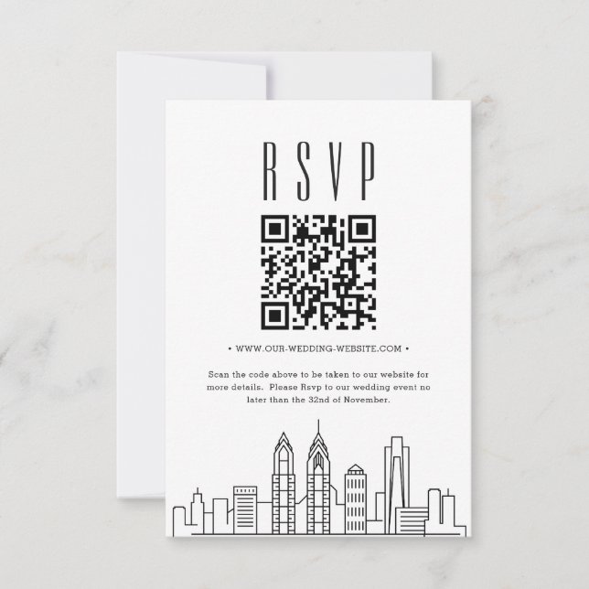 Invitación Boda Filadelfia código QR RSVP (Anverso)