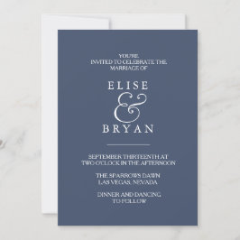 Invitación Boda Fillipsbury Azul Simple Moderno Medio