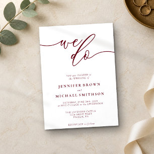 Invitación Boda Firma Burgundy Mínima Nosotros Hacemos Typo